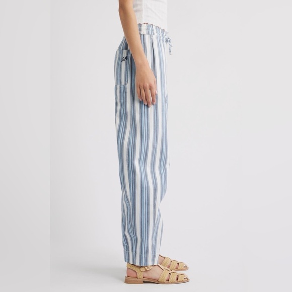 Damson Madder Women's Blue Felix Stripe Organic Cotton Drawstring Jeans - Picture 4 of 11